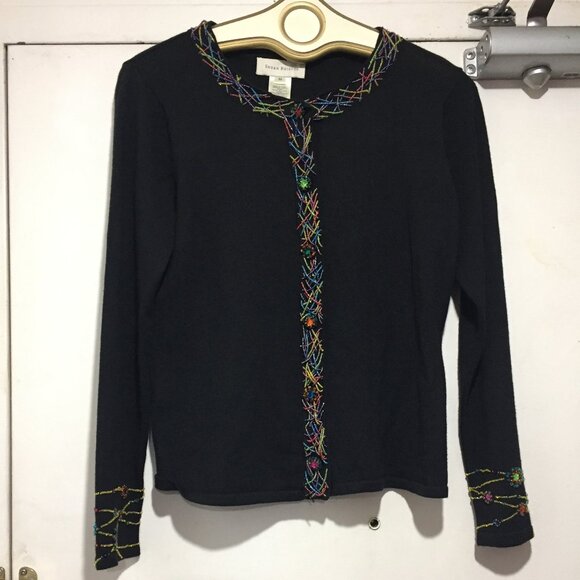 VINTAGE SUSAN BRISTOL EMBELLISHED SWEATER CARDIGANS SIZE M - Picture 4 of 7